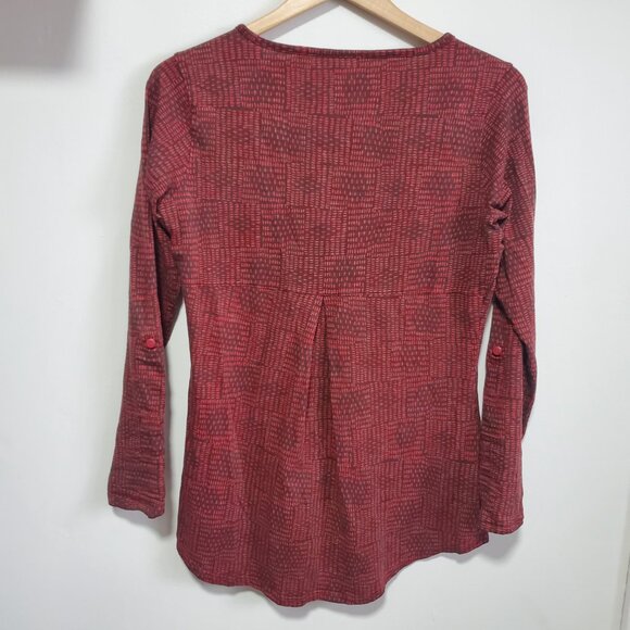 TOAD & AND CO Tamaya Tunic Top Shirt Organic Cotton Roll Tab Red Women's Small - Picture 8 of 12